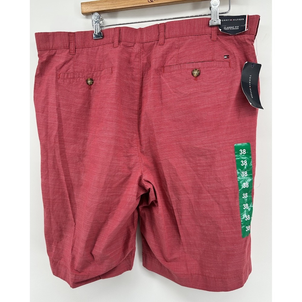 Tommy Hilfiger Classic Fit Coupe Classique Flat Front Shorts Red Men's 38 NWT